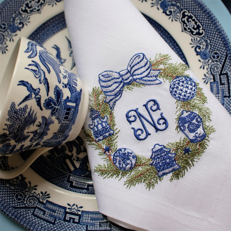 Discount Cotton Napkins with Green Pattern for Restaurants Discount Cotton Napkins with Green Pattern for Restaurants