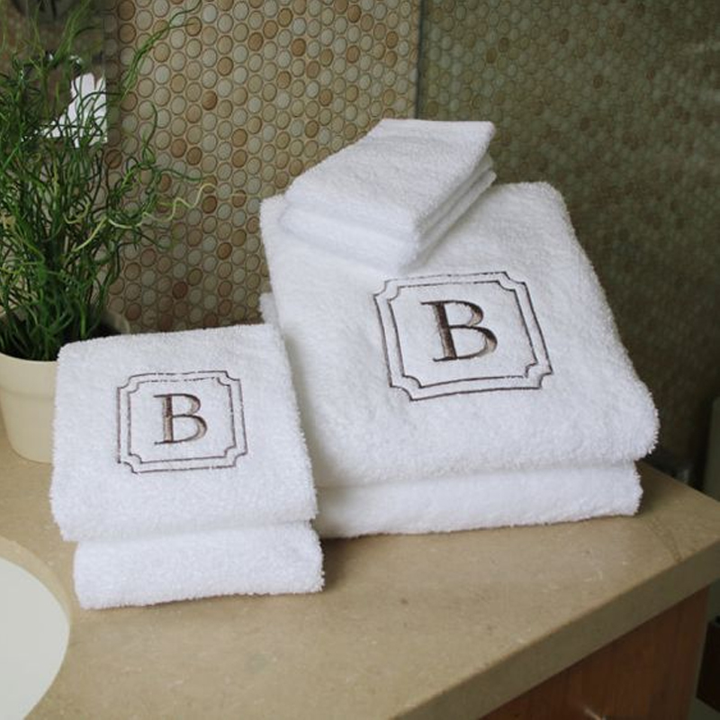 5 star hotel towels white custom logo bathroom linen 100% cotton face hand bath hotel towel set