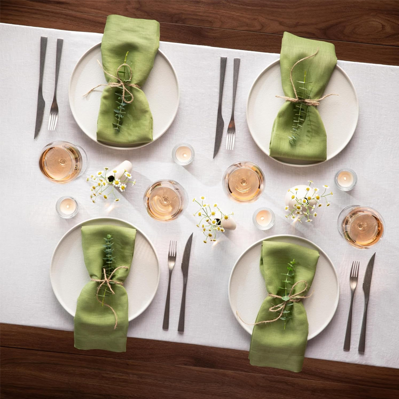 Restaurant Party Wedding Plain Woven Cloth Pure Linen Blend Linen Table Napkin