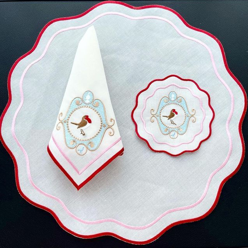 Linen Embroidered Dinner Custom Table Napkin for Wedding