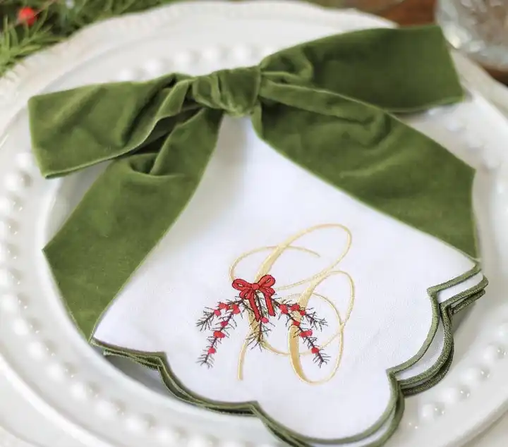 Spitze Saum weiß bestickte Serviette Tisch Service