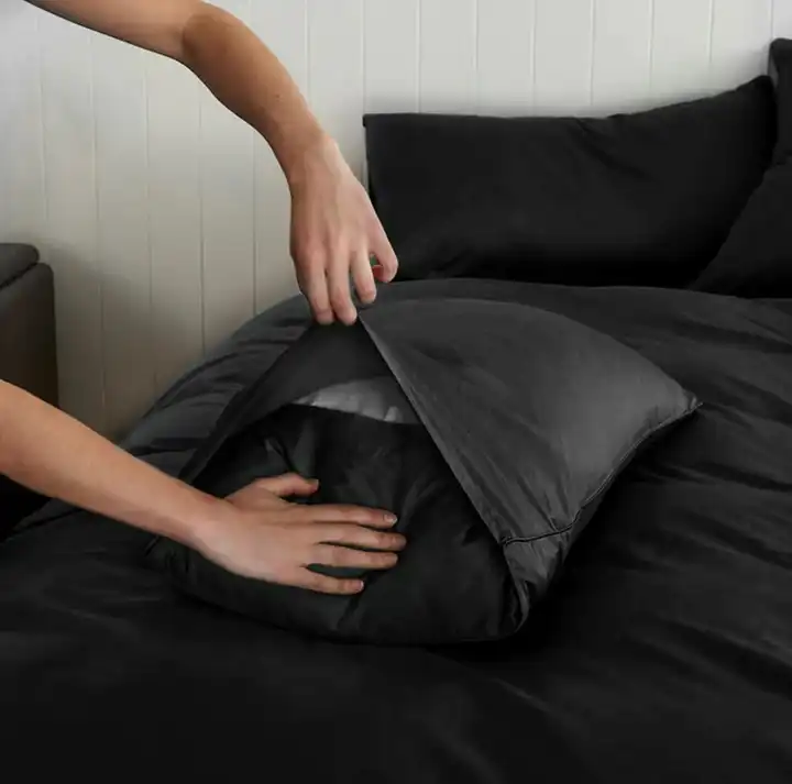 100 duvet cover set with embroidery border washed – Premium