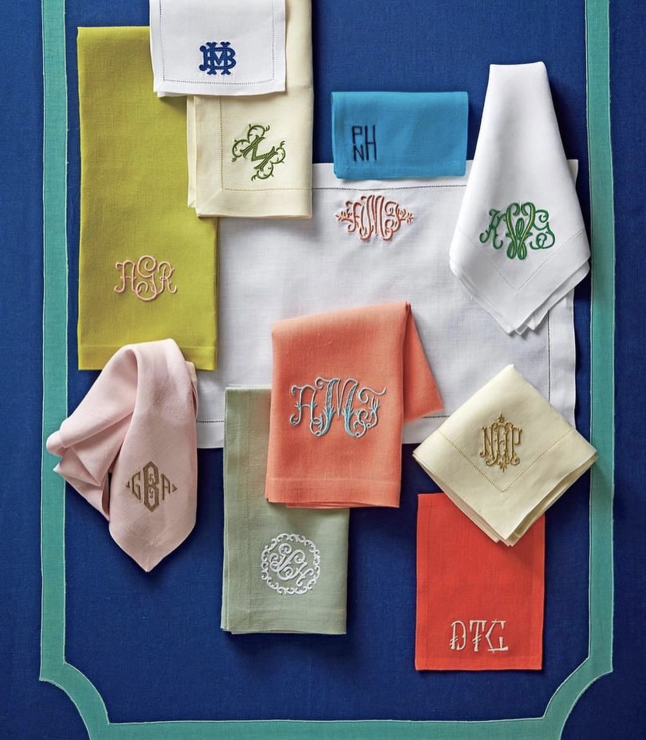 Scalloped Indian Block Print Linen Napkins for Weddings