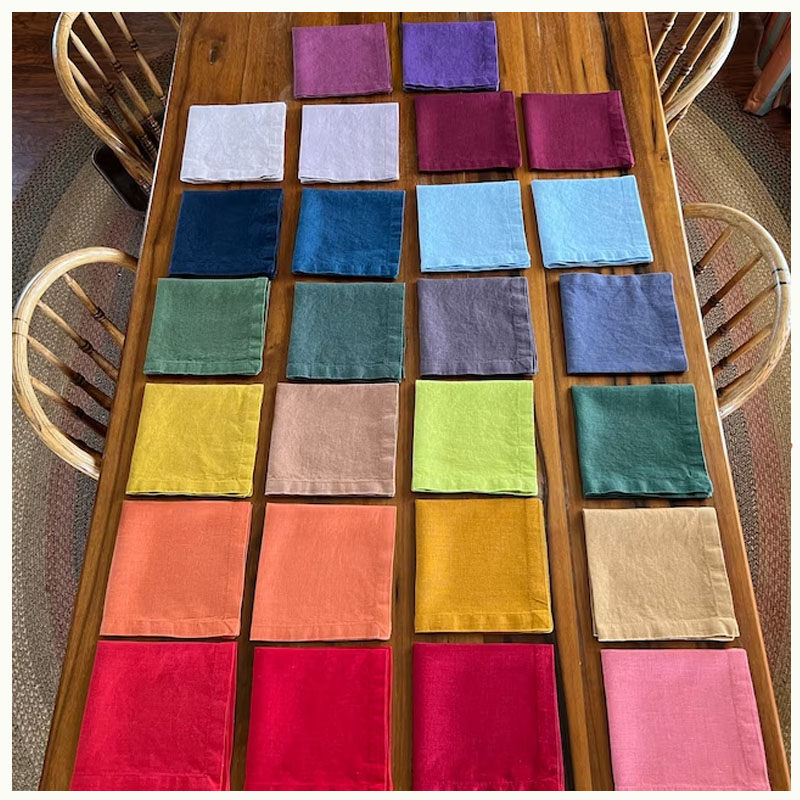 Scalloped Indian Block Print Linen Napkins for Weddings