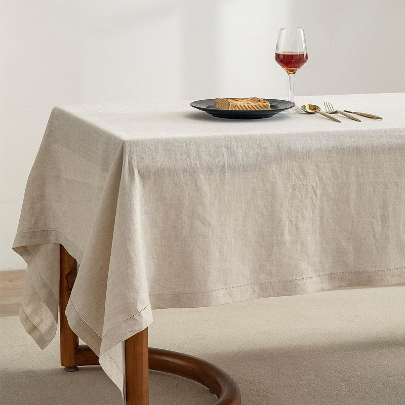 european fabric luxury organic flax linen white table cloth for wedding