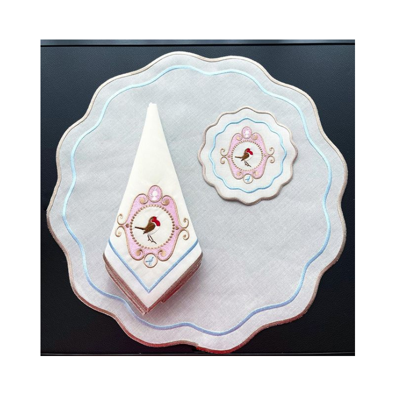 Custom Printed 100% Cotton Cloth Napkins with Unique Embroidery Designs