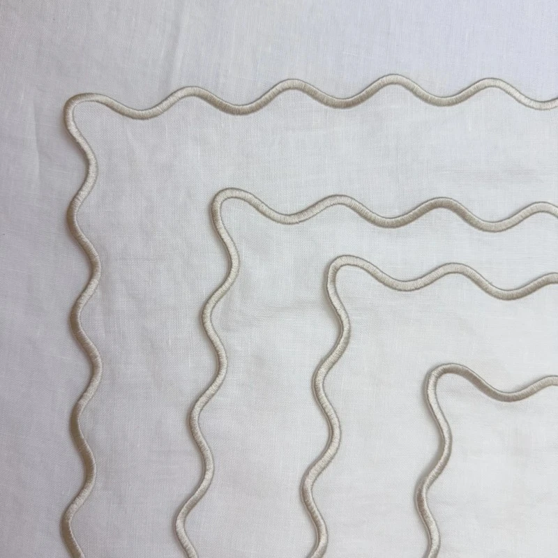 Scalloped Napkins Restaurant Napkins 100% Organic Cotton Linen Kitchen Flour Sack Towels Set Home Vintage Gingham Customize