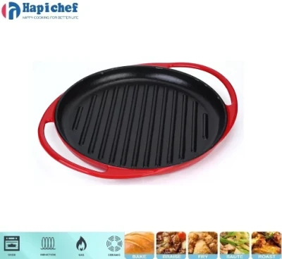 High Quality Nonstick Round Enamel Cookware Cast Iron Grill Griddle Pan