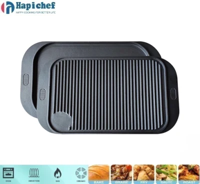 Hot Selling Cast Iron Griddle Flat Frying Pan Reversible Roasting BBQ Grill Pan Griddle Plate