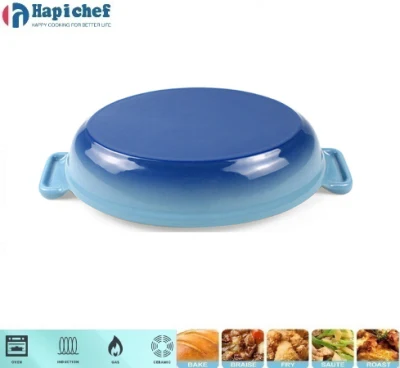 Wholesale Cast Iron Cookware Tail Shape Enamel Roasting Dish Pan