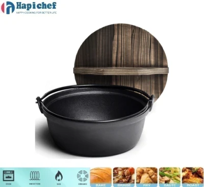 Japanese Cast Iron Sukiyaki Tetsu Nabe Hot Pot with Lid