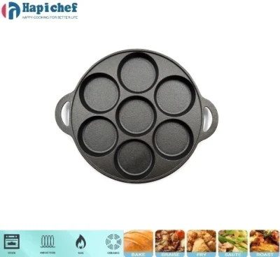 Cast Iron Omelette Egg Burger Pot Pancake Pan with 7-Mold