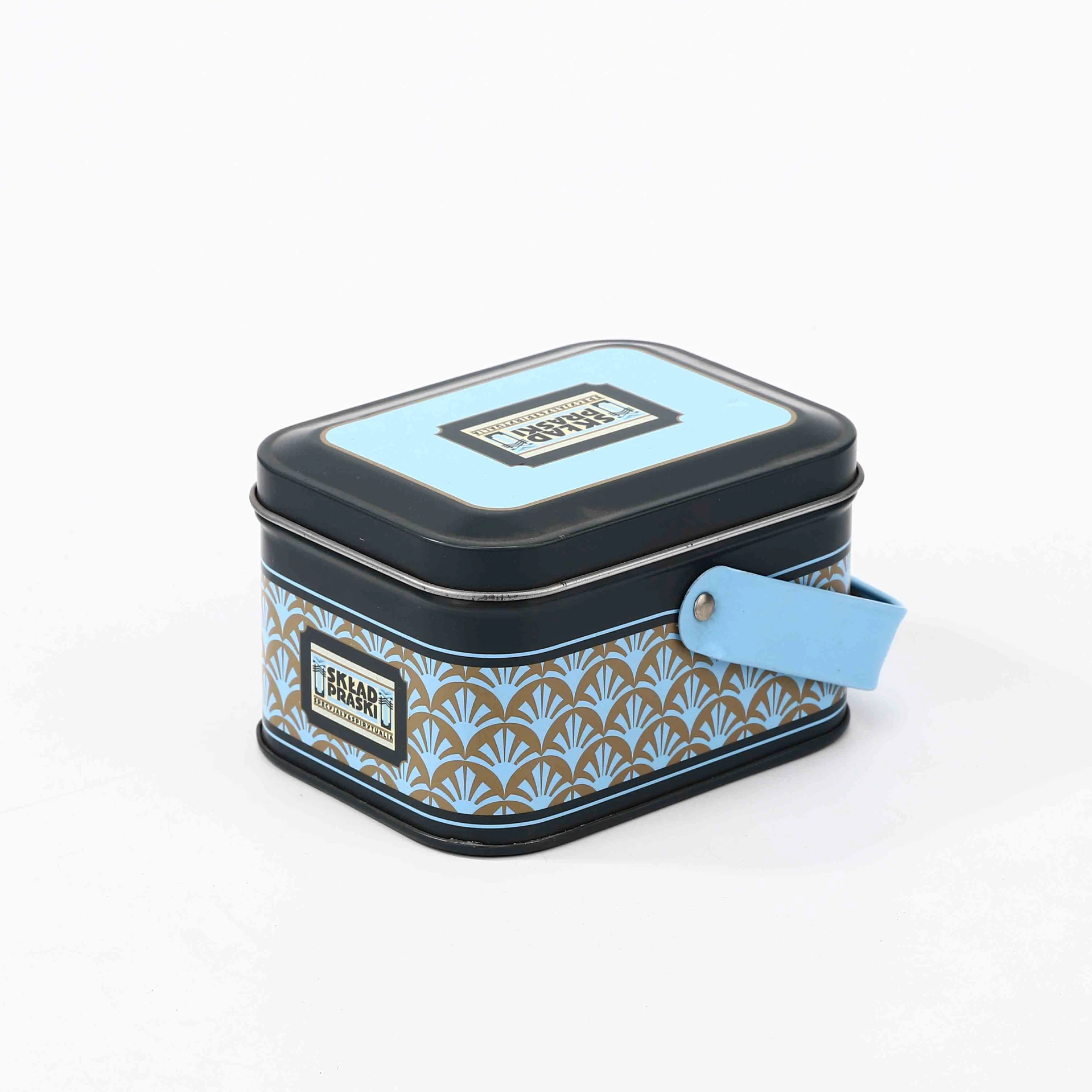 Food Tin Box Rectangle Shape Hinge Lid