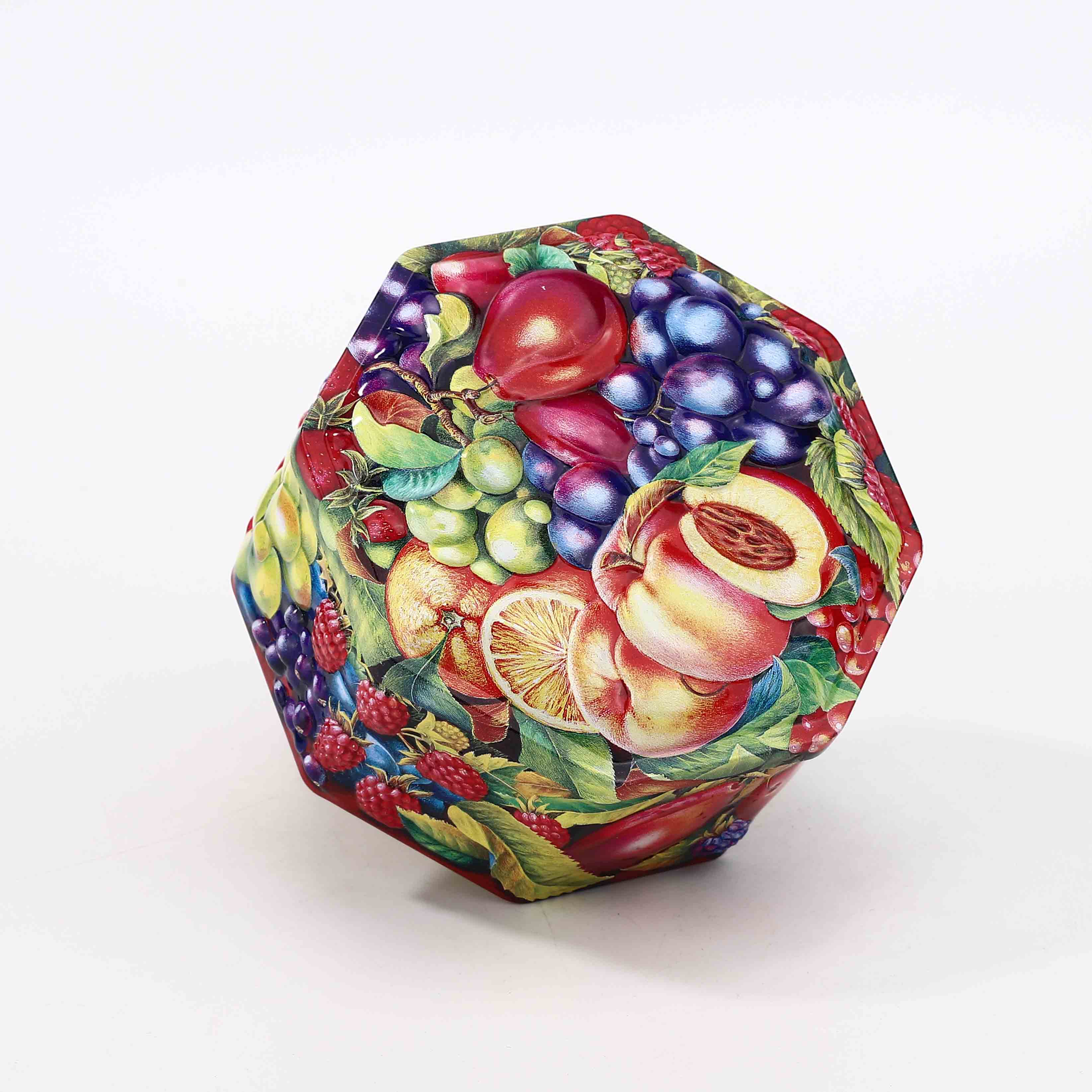 Octagonal shape fruit tin box