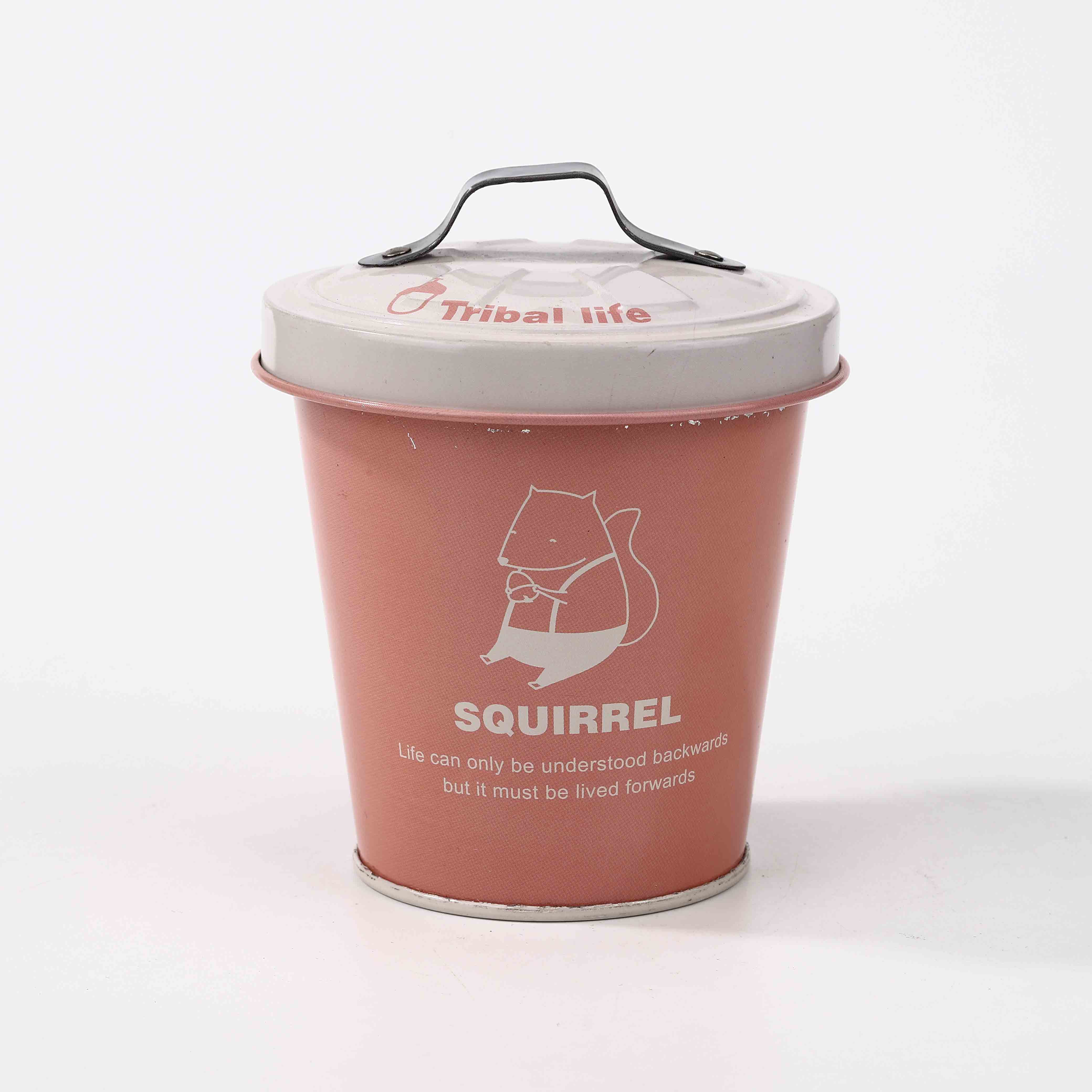 Pink Tin Bucket With Lid