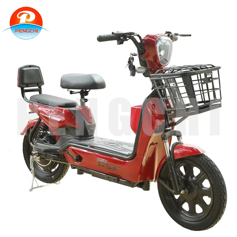 New Red Electric Bike with Anti-theft Lock Bicycle City Easy to Ride Adult Electric Bike
