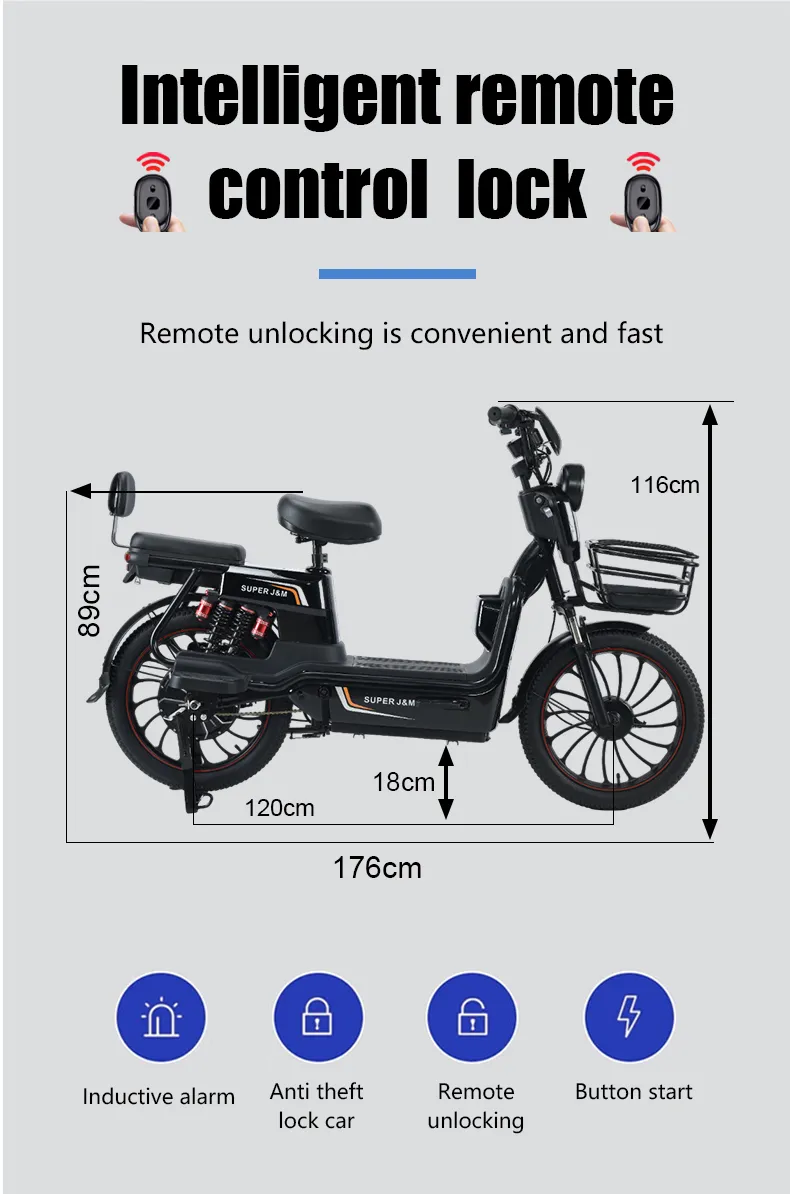 High Performance Wholesale High Sales 500W Brushless Motor and Front and Rear Drum Brake Electric Bicycles