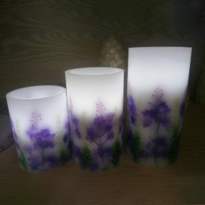 Flameless battery control Lavender LED candle