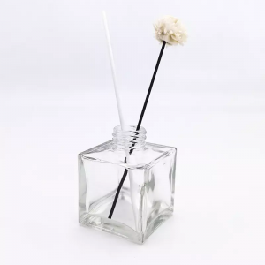 Wholesale Square Clear Reed Diffuser Bottle Glass Aroma Diffuser Bottle with Lids