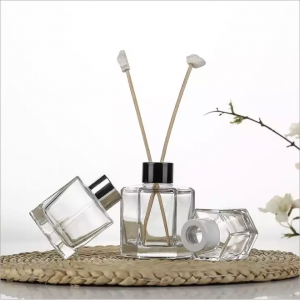 Clear Empty Six Edges Aromatherapy Reed Diffuser Fragrance Glass Bottle with packaging