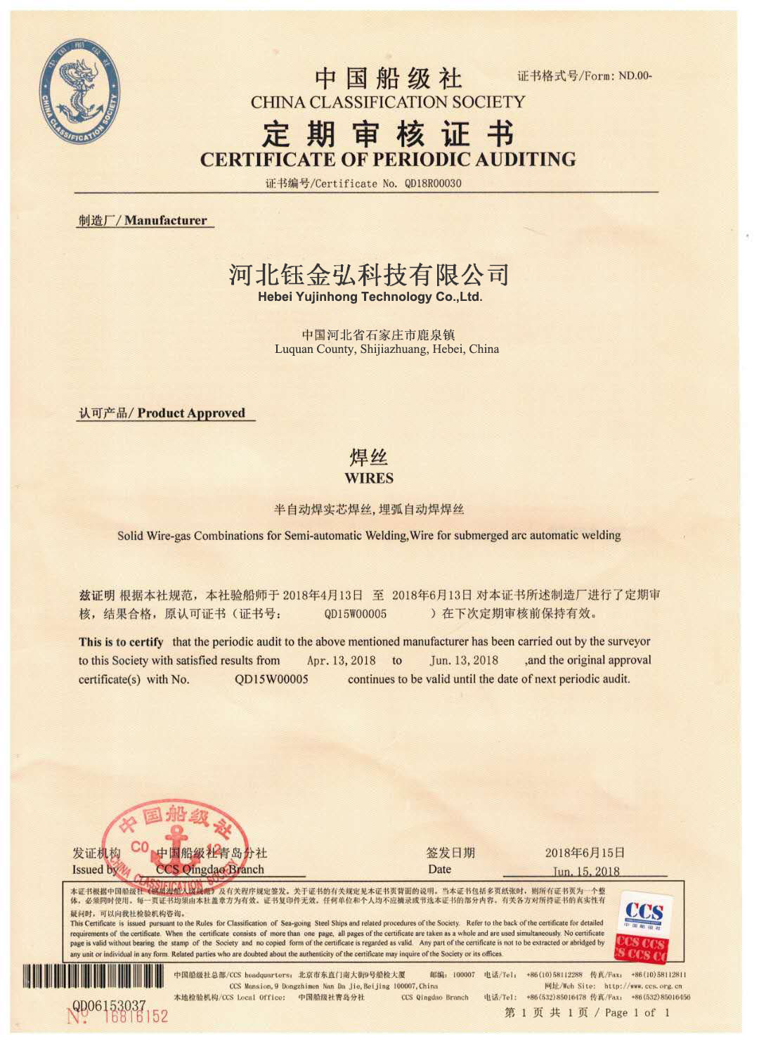 CERTIFICATE
