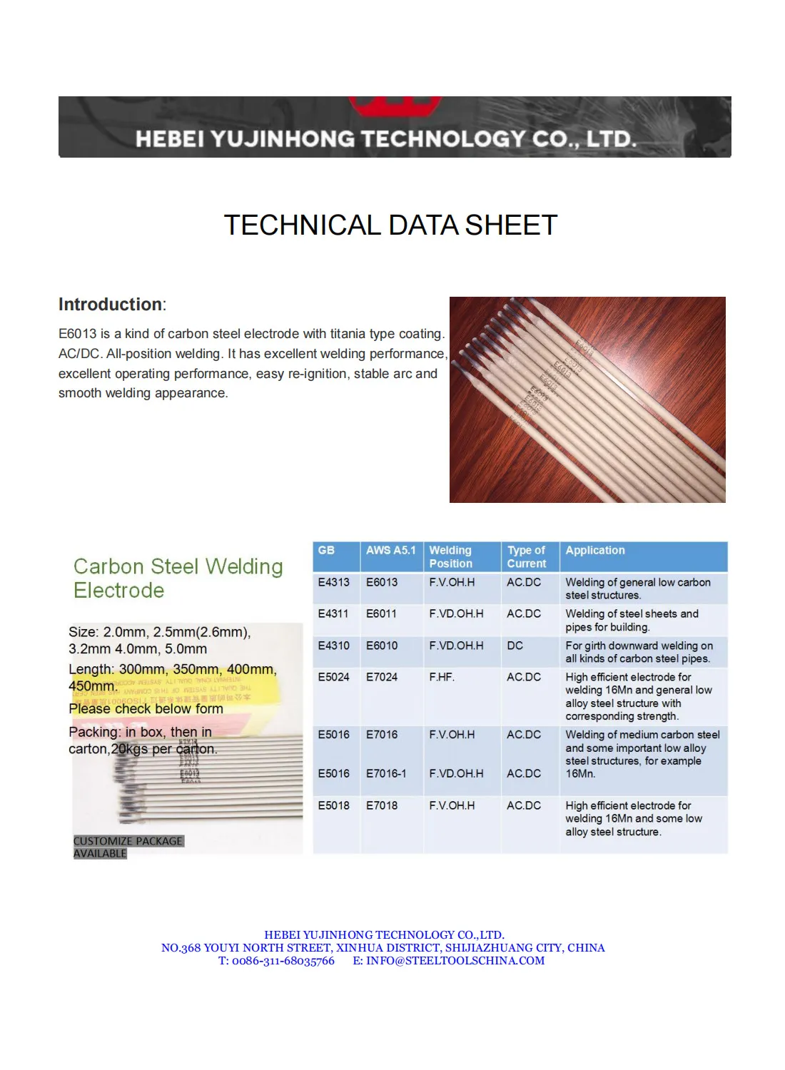 E6013 welding DATA SHEET1