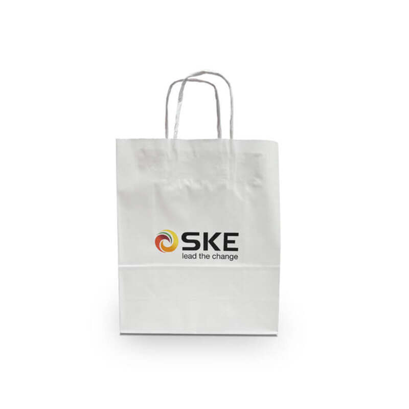 White Twist Handle Printed Paper Bags - Digital Print 250x120x350mm
