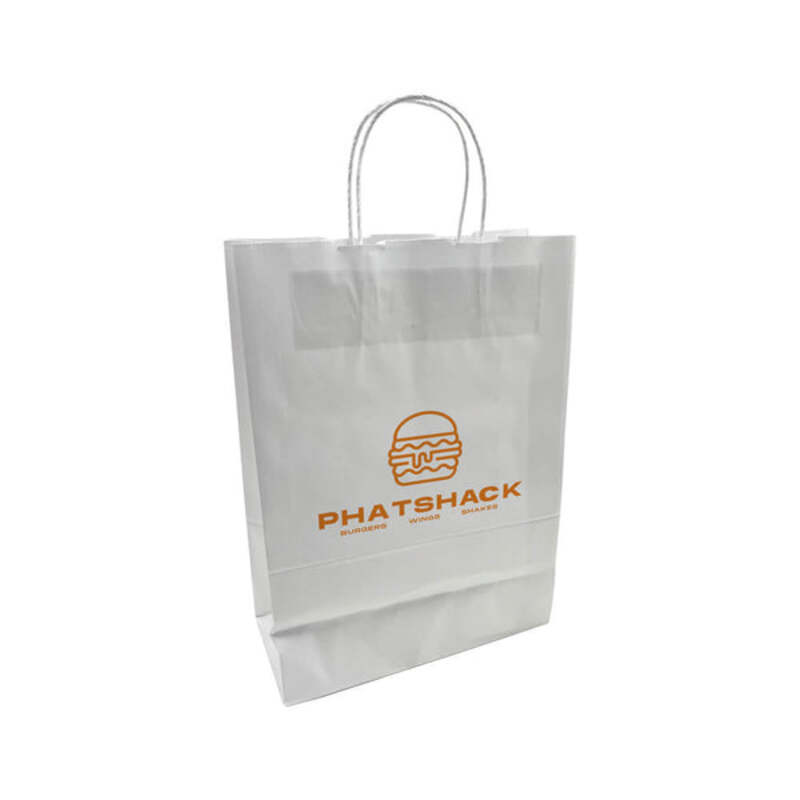 White Twist Handle Printed Paper Bags - Digital Print 250x110x300mm