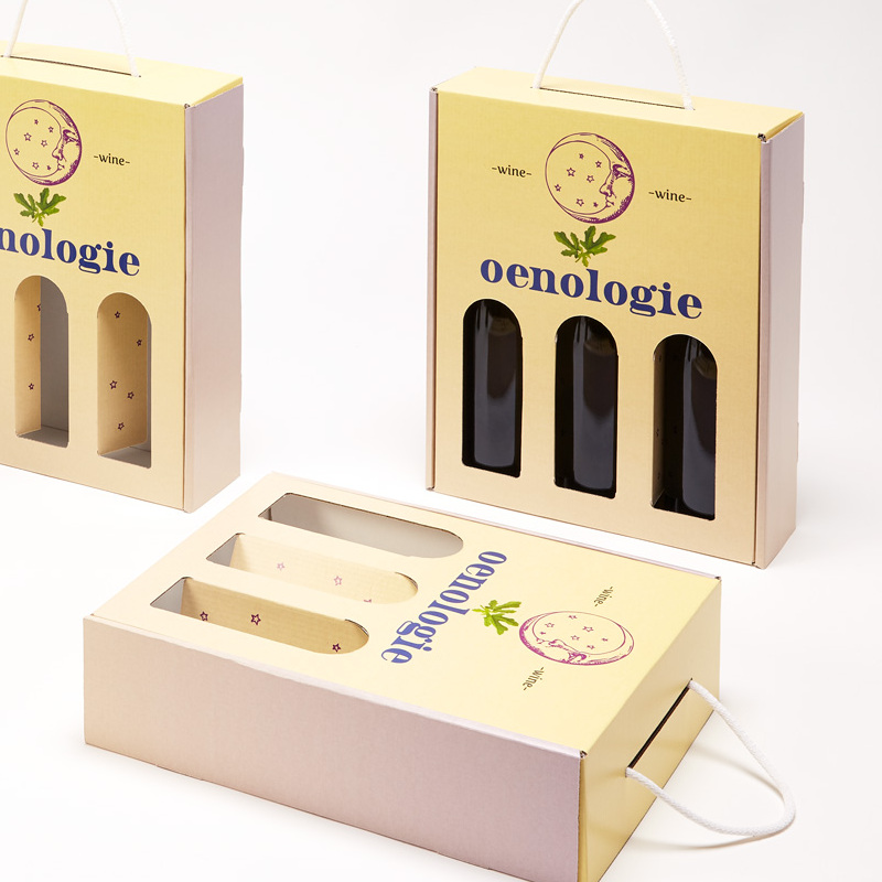 Printed Wine Bottle Carriers-Two windows