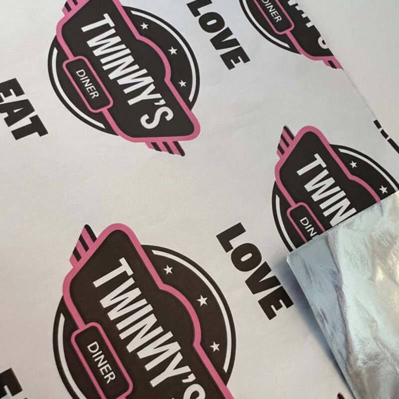 Printed Foil Lined Paper Sheets Small (313x500mm) - Greaseproof Food Wrap