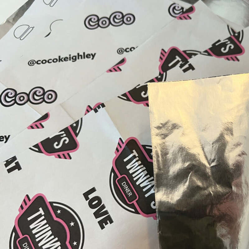 Printed Foil Lined Paper Sheets Small (313x500mm) - Greaseproof Food Wrap