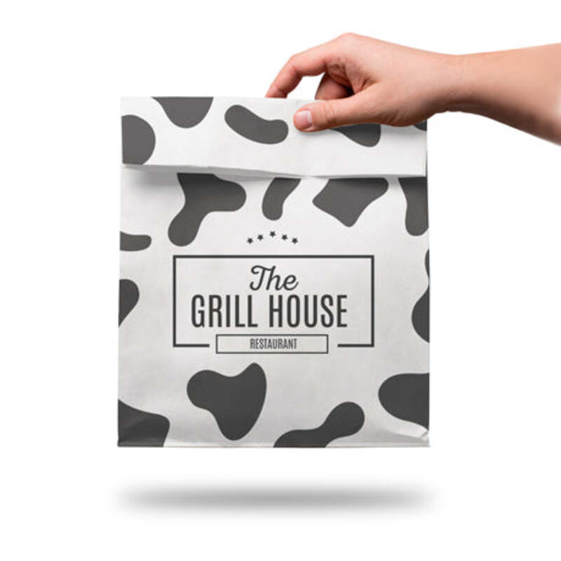 Custom Printed SOS Block Bottom Bags 125x90x245mm - Eco